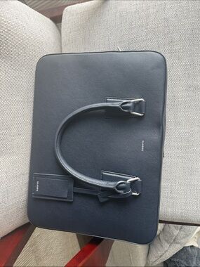 Sandro  Pebbled Leather Laptop Bag
